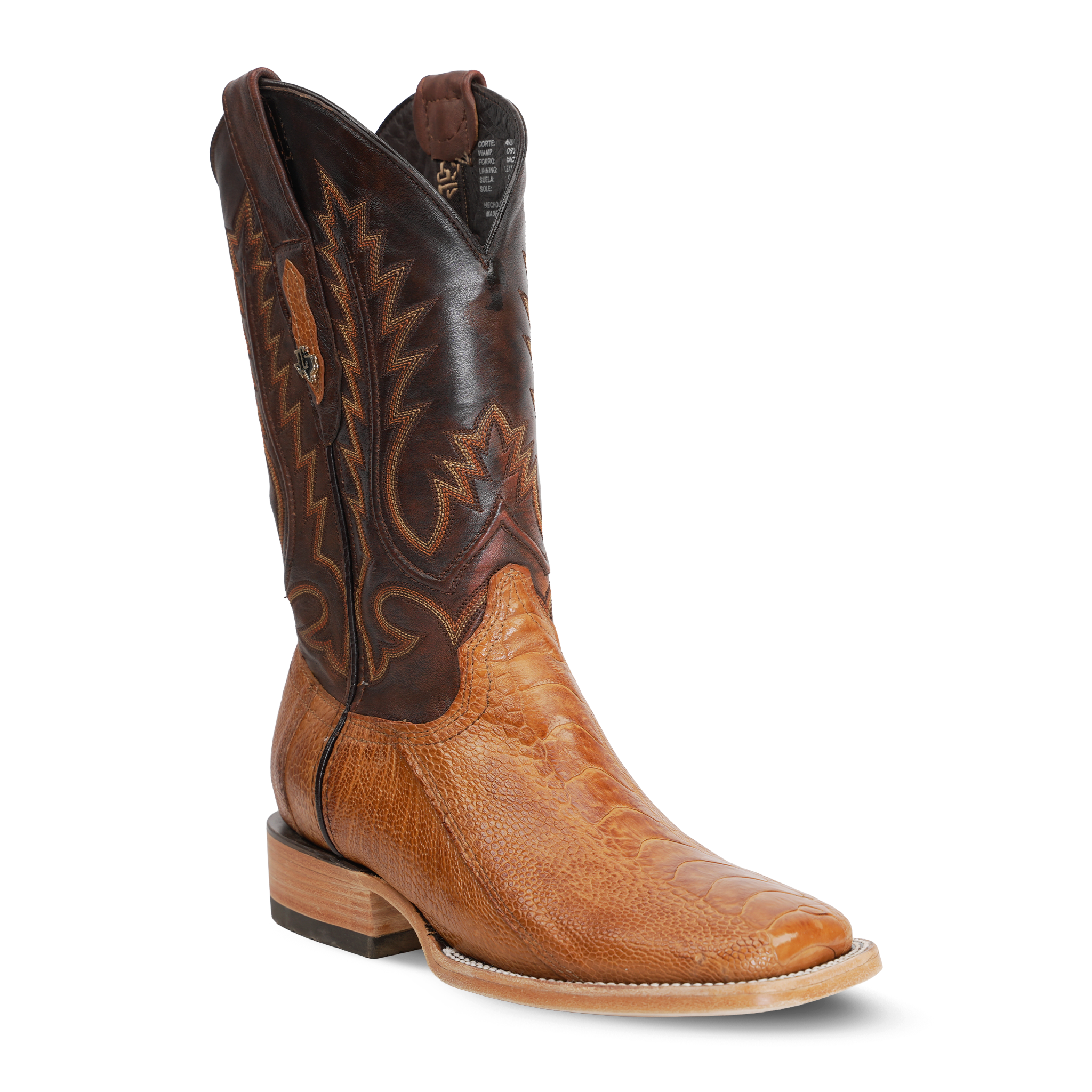 Austin Ostrich Leg Boots - Maple - Square Toe (PA501)