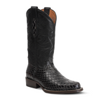Snake Black Cowboy Boots - Embossed Leather - Roper Toe (E952)