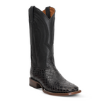 Botas vaqueras de serpiente - Piel gofrada negra - Punta cuadrada (E947)