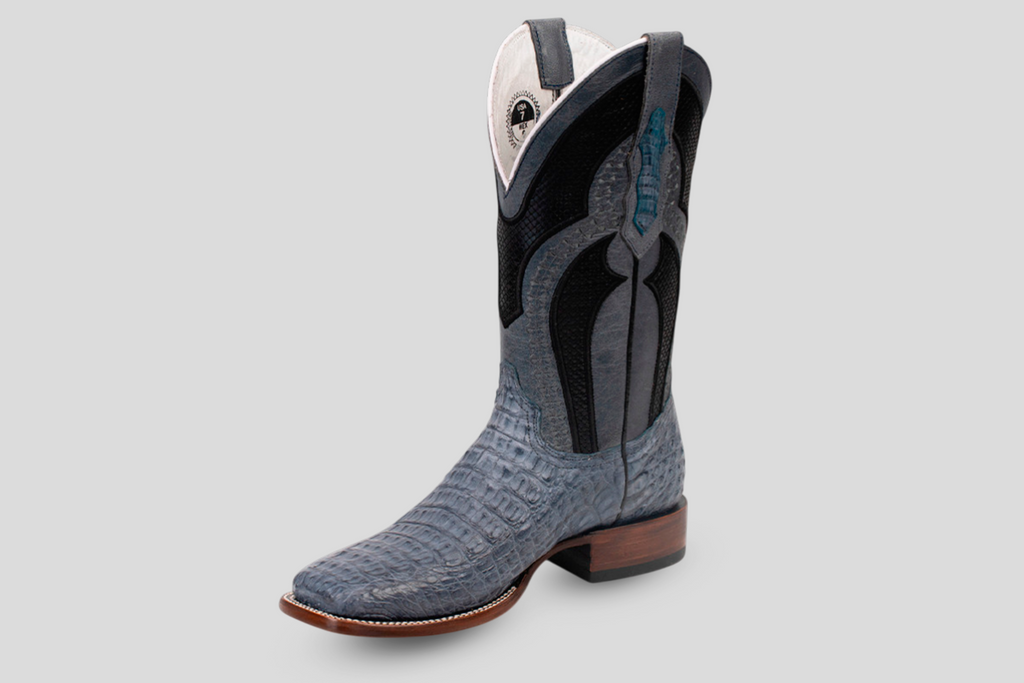 Ranger Caiman Hornback Boots - Denim Blue - Square Toe
