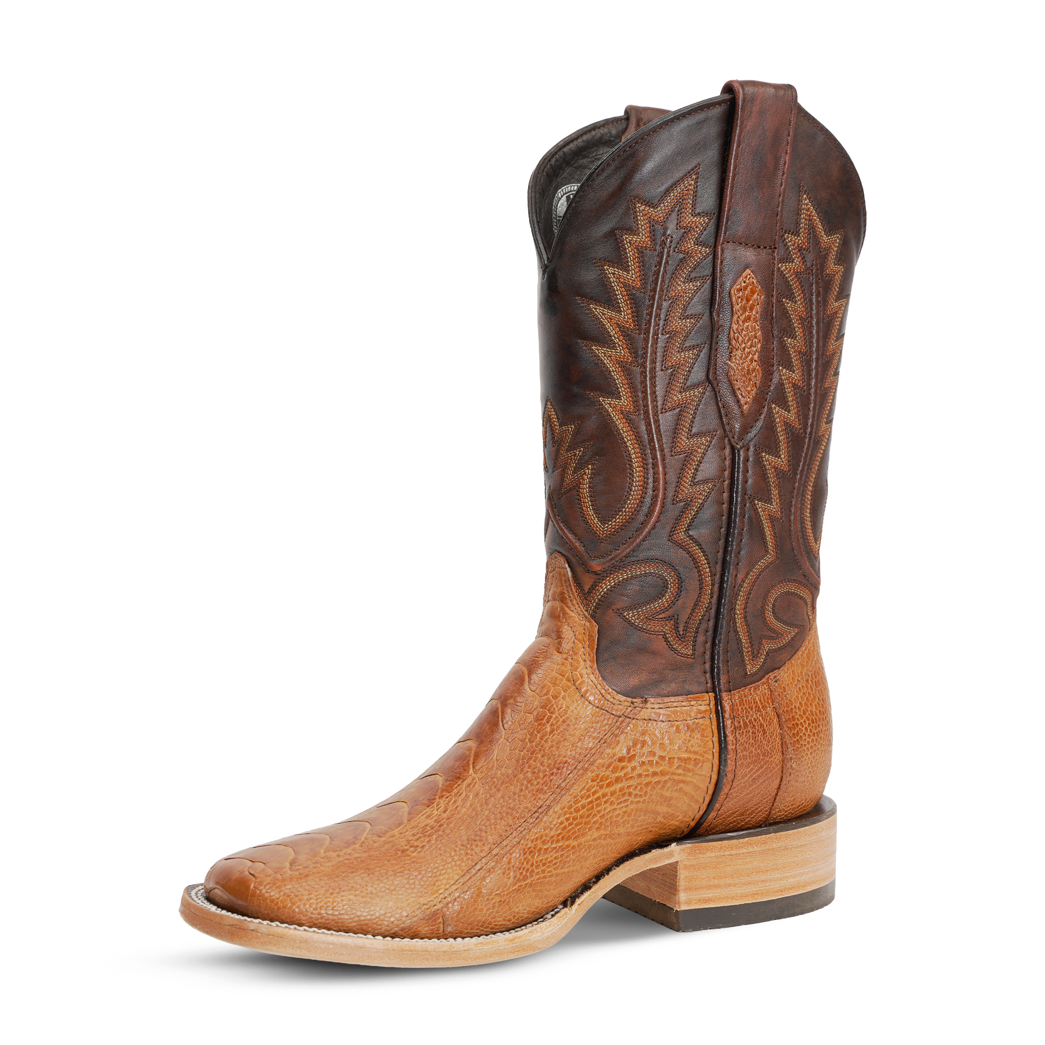 Austin Ostrich Leg Boots - Maple - Square Toe (PA501)