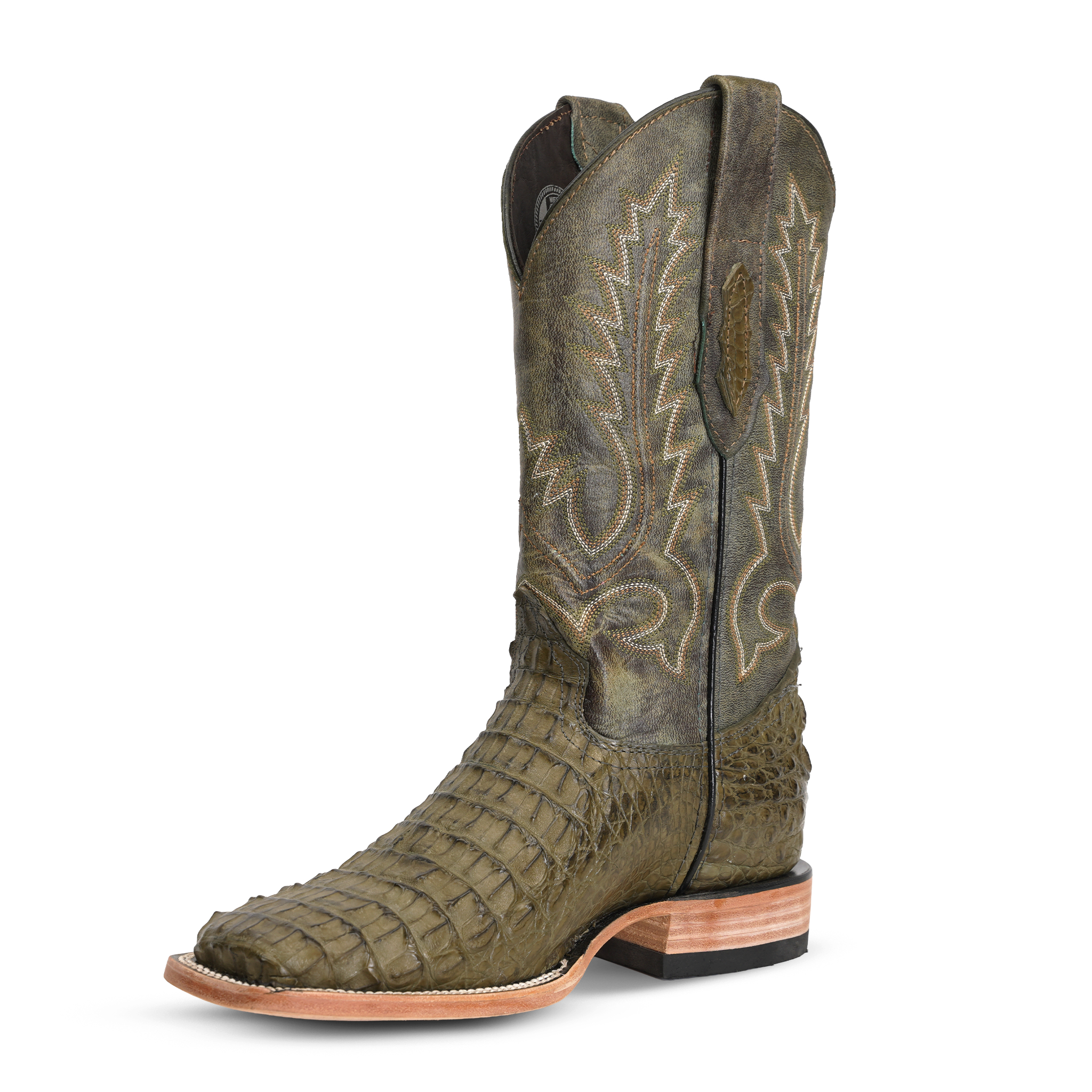 Rhodes Caiman Hornback Boots - Jungle Green - Square Toe (LM10)
