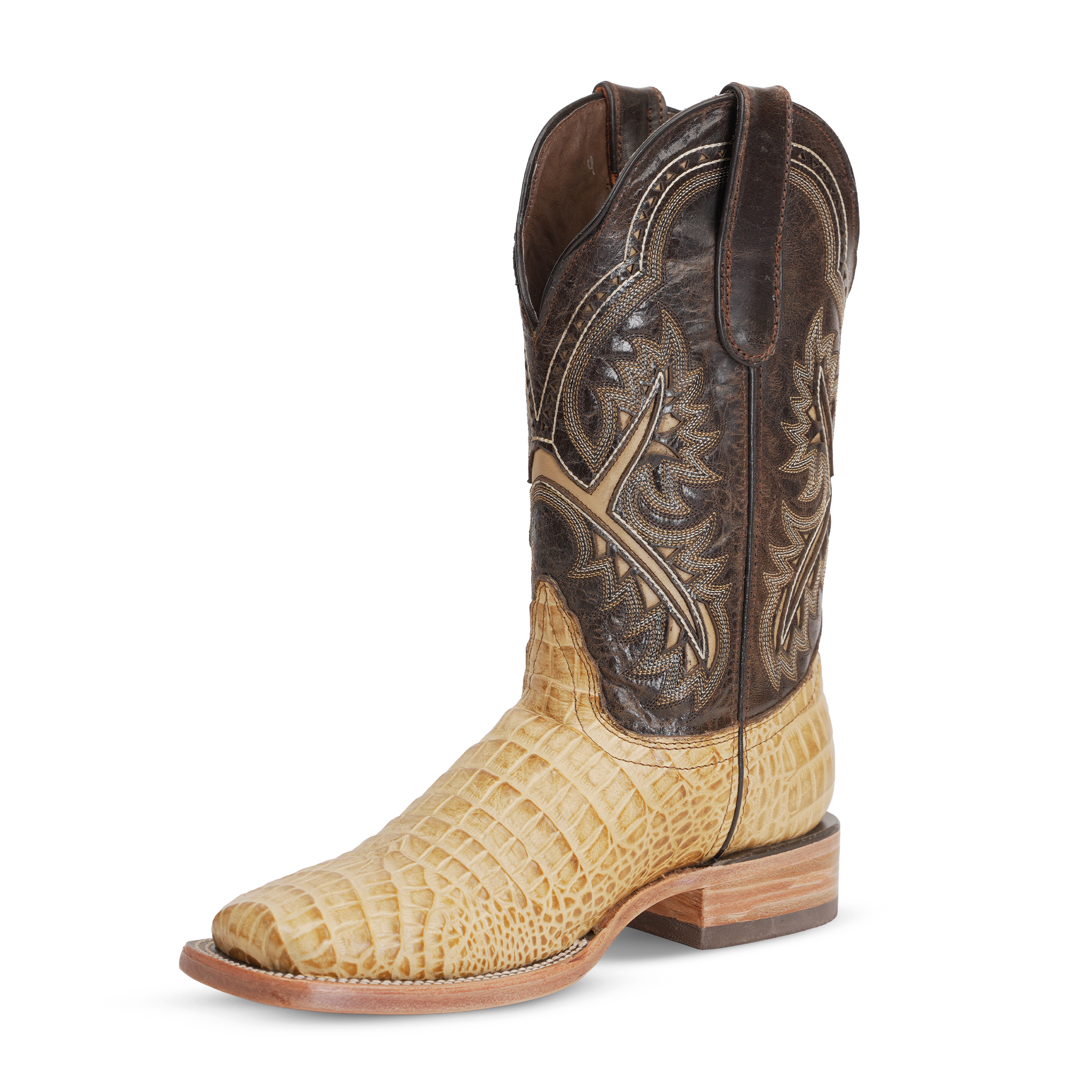 Caiman Belly Orix Boots - Embossed Leather - Square Toe (E423)