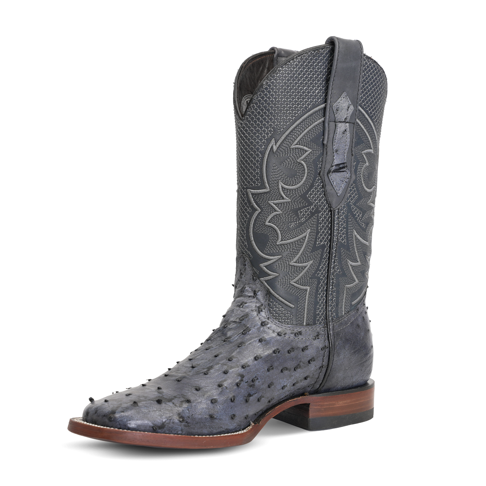 Austin Ostrich Boots - Safari Gray - Square Toe (AV20)