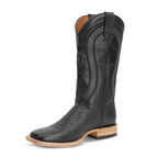 Python Black Boots - Embossed Leather - Square Toe (E913)