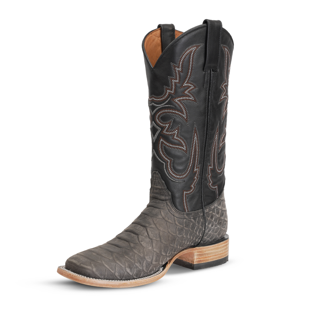 Jumbo Python Gray Boots - Embossed Leather - Square Toe (E943)