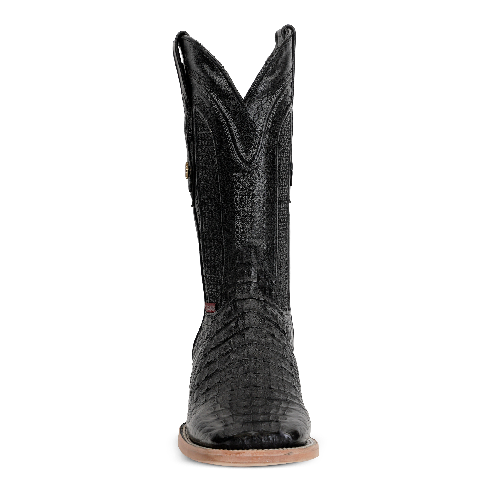 Rhodes Caiman Hornback Boots - Black - Square Toe (LM10)