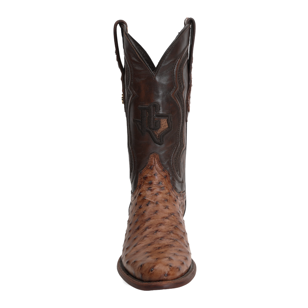 Austin Ostrich Boots - Tobacco - Roper Toe (AV201)