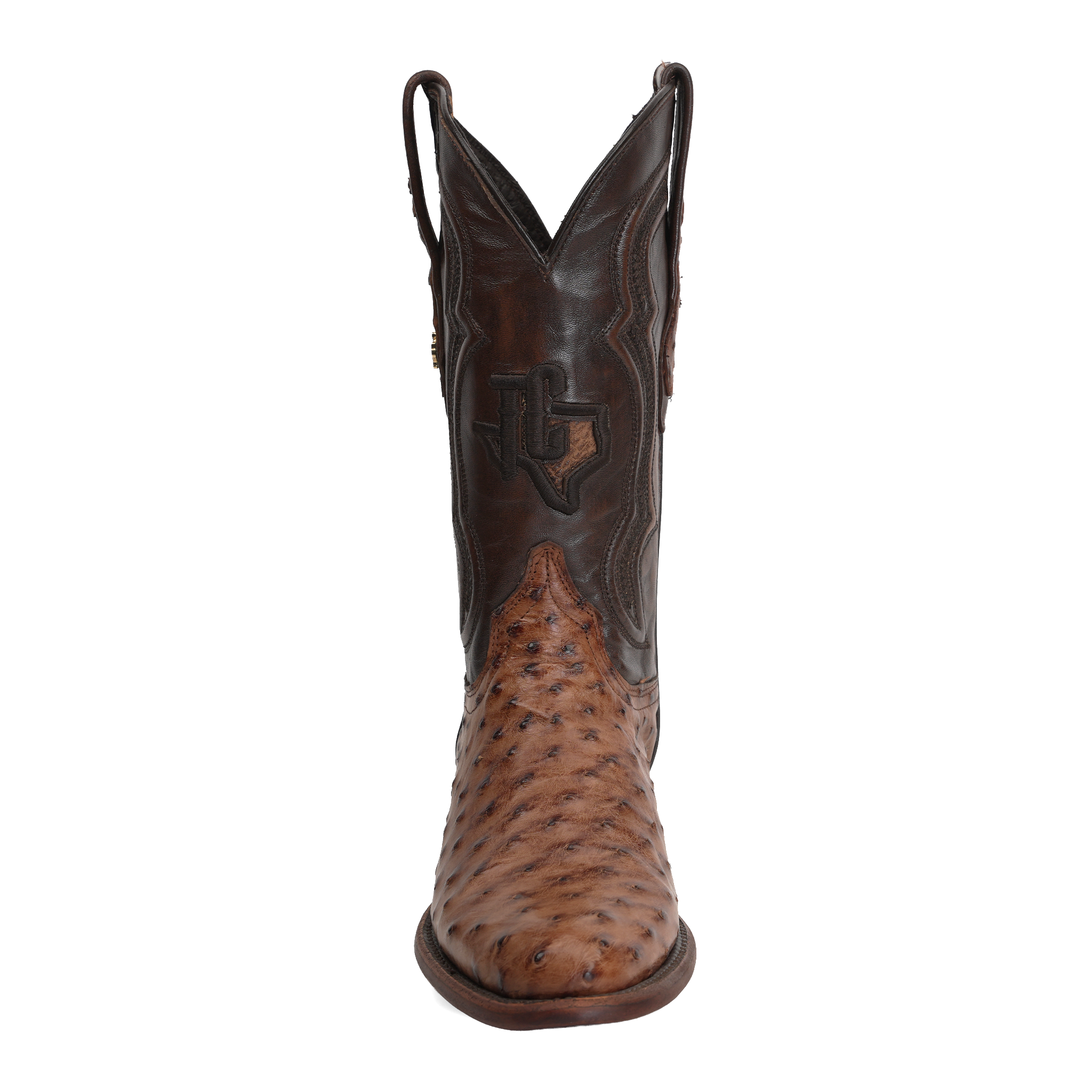 Austin Ostrich Boots - Tobacco - Roper Toe (AV201)