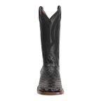 Botas vaqueras de serpiente - Piel gofrada negra - Punta cuadrada (E947)