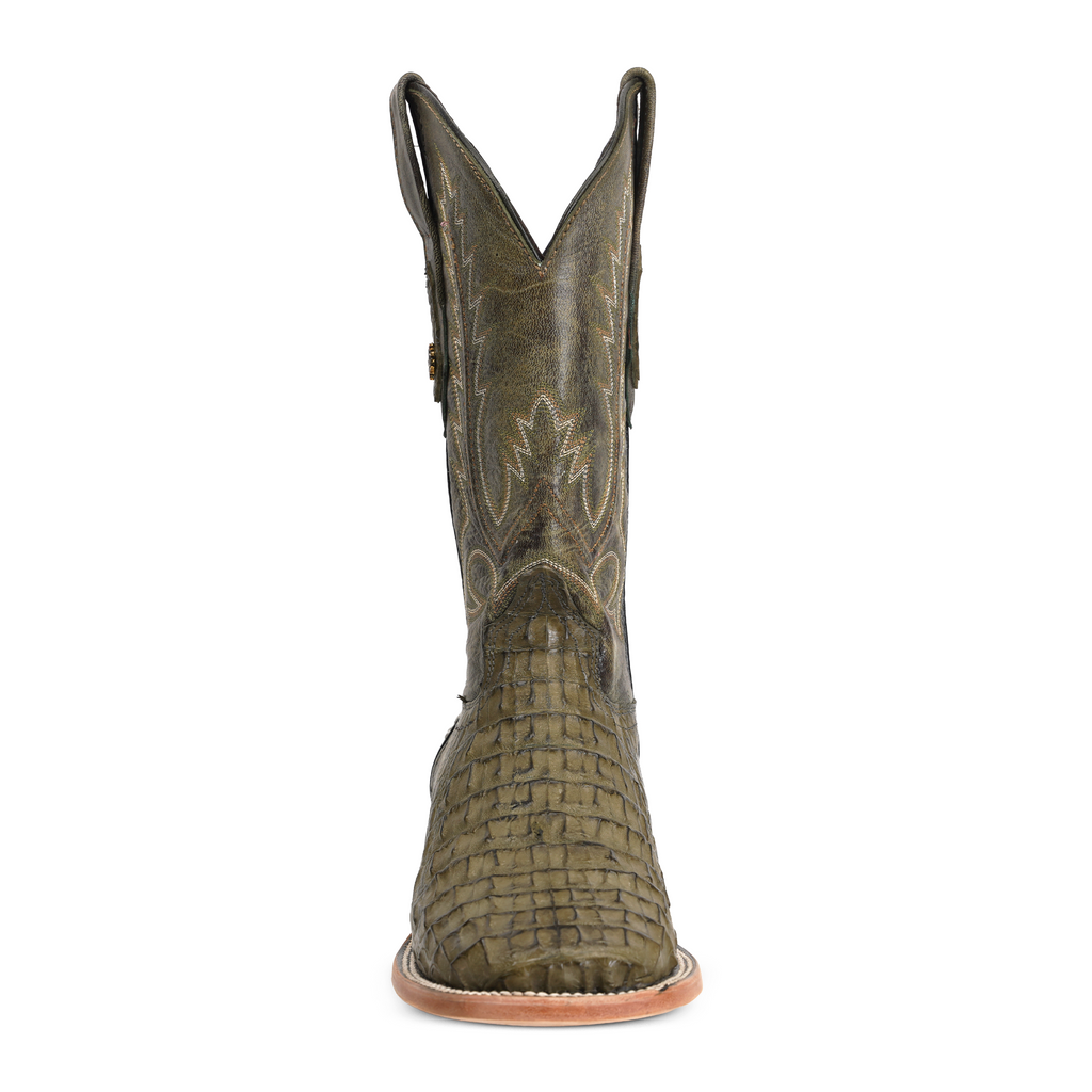 Rhodes Caiman Hornback Boots - Jungle Green - Square Toe (LM10)