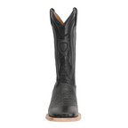 Python Black Boots - Embossed Leather - Square Toe (E913)
