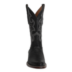 Lizard Black Boots - Embossed Leather - Roper Toe (E954)