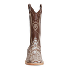 Python Natural Camel Boots - Embossed Leather - Square Toe (E913)