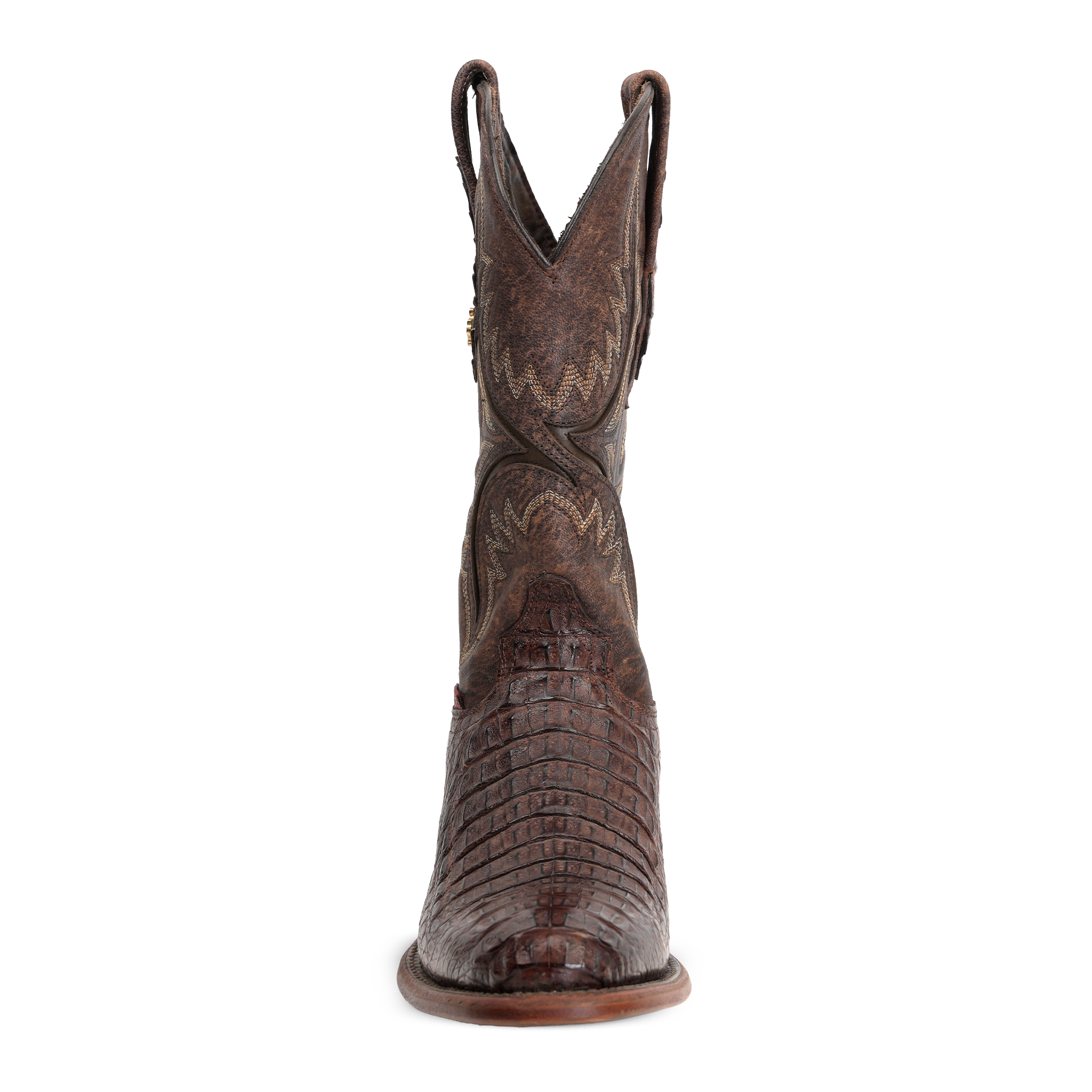 Rhodes Caiman Hornback Boots - Tobacco - Round Toe (LM220)