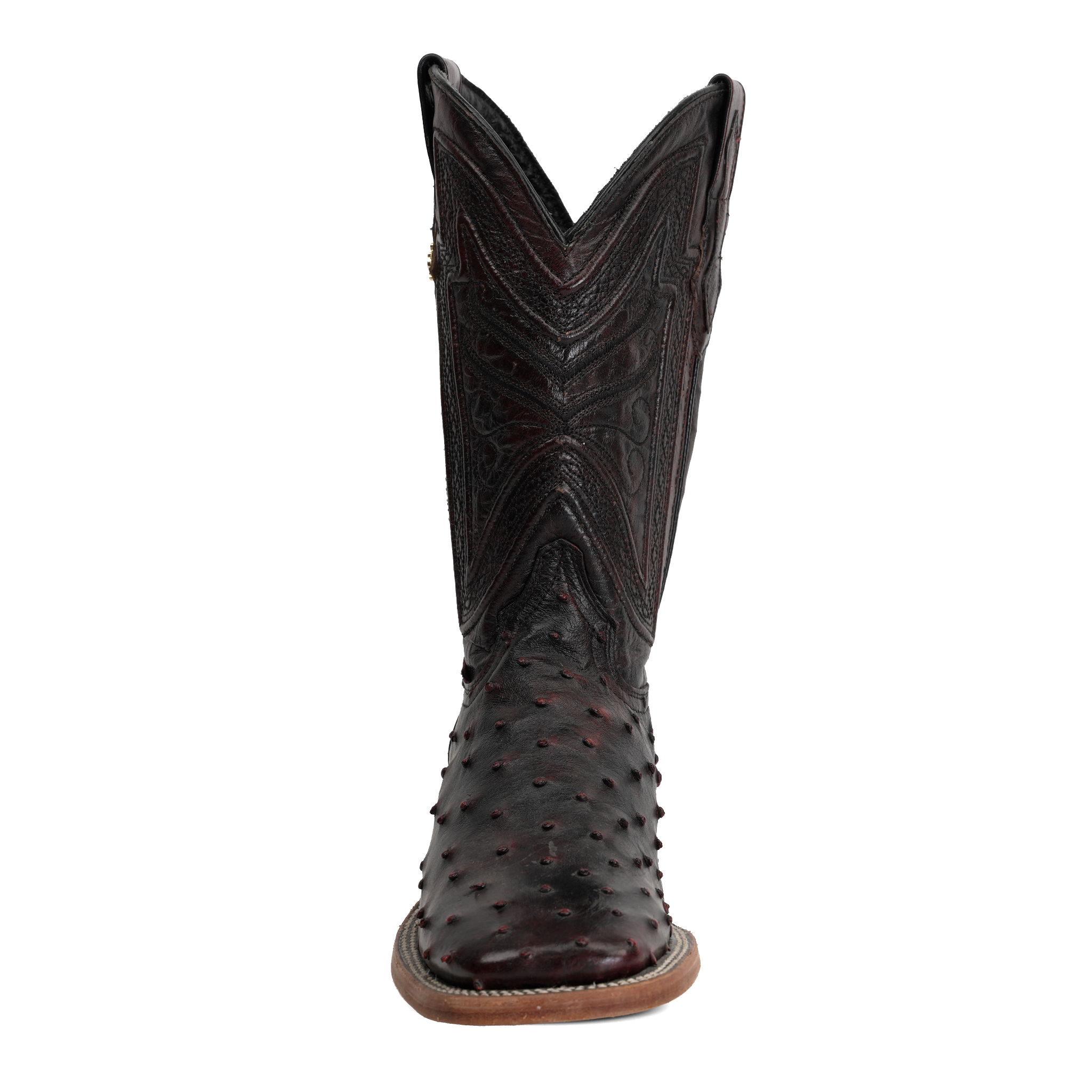 Austin Ostrich Boots - Black Cherry - Square Toe (AV20)