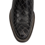 Snake Black Cowboy Boots - Embossed Leather - Roper Toe (E952)