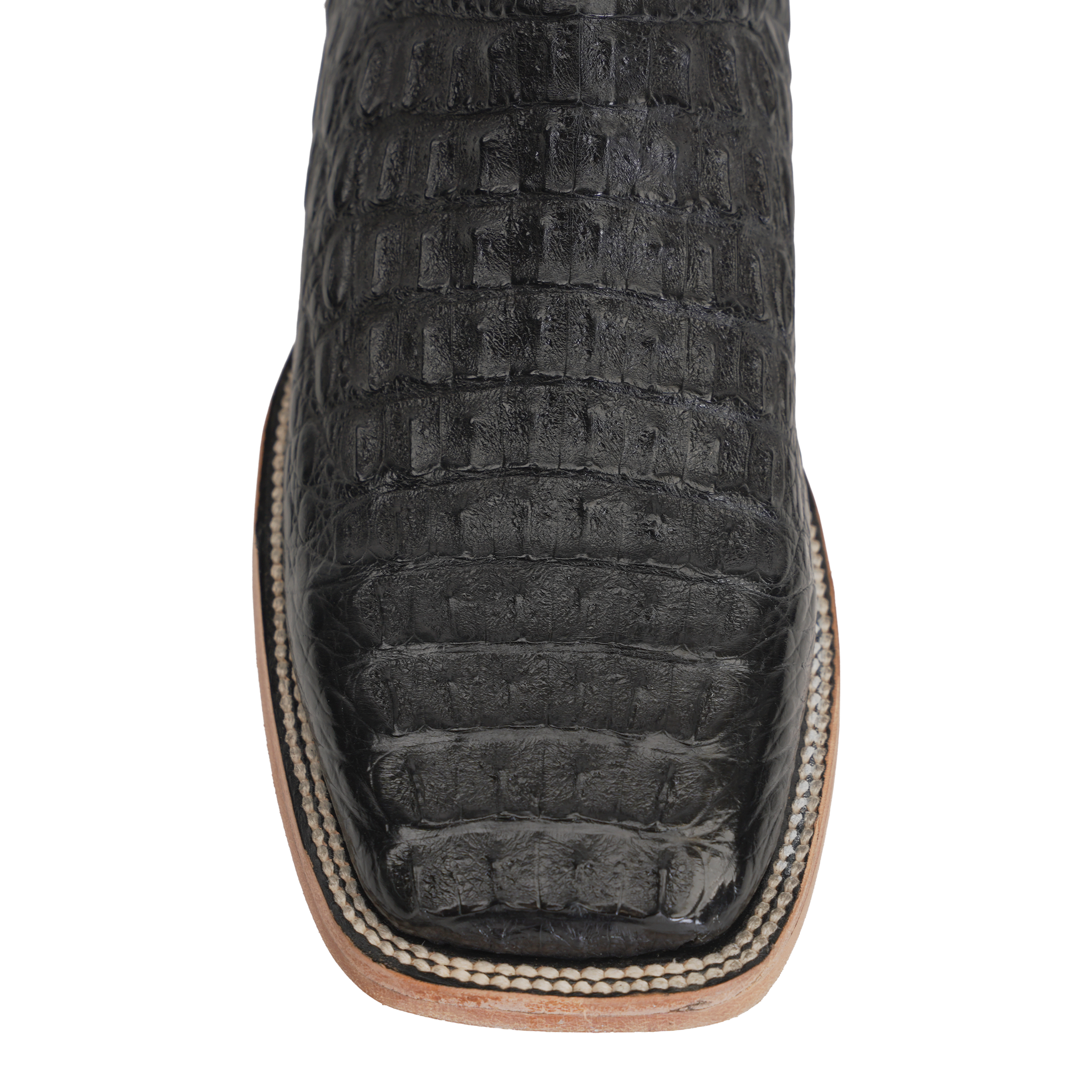 Rhodes Caiman Hornback Boots - Black - Square Toe (LM10)