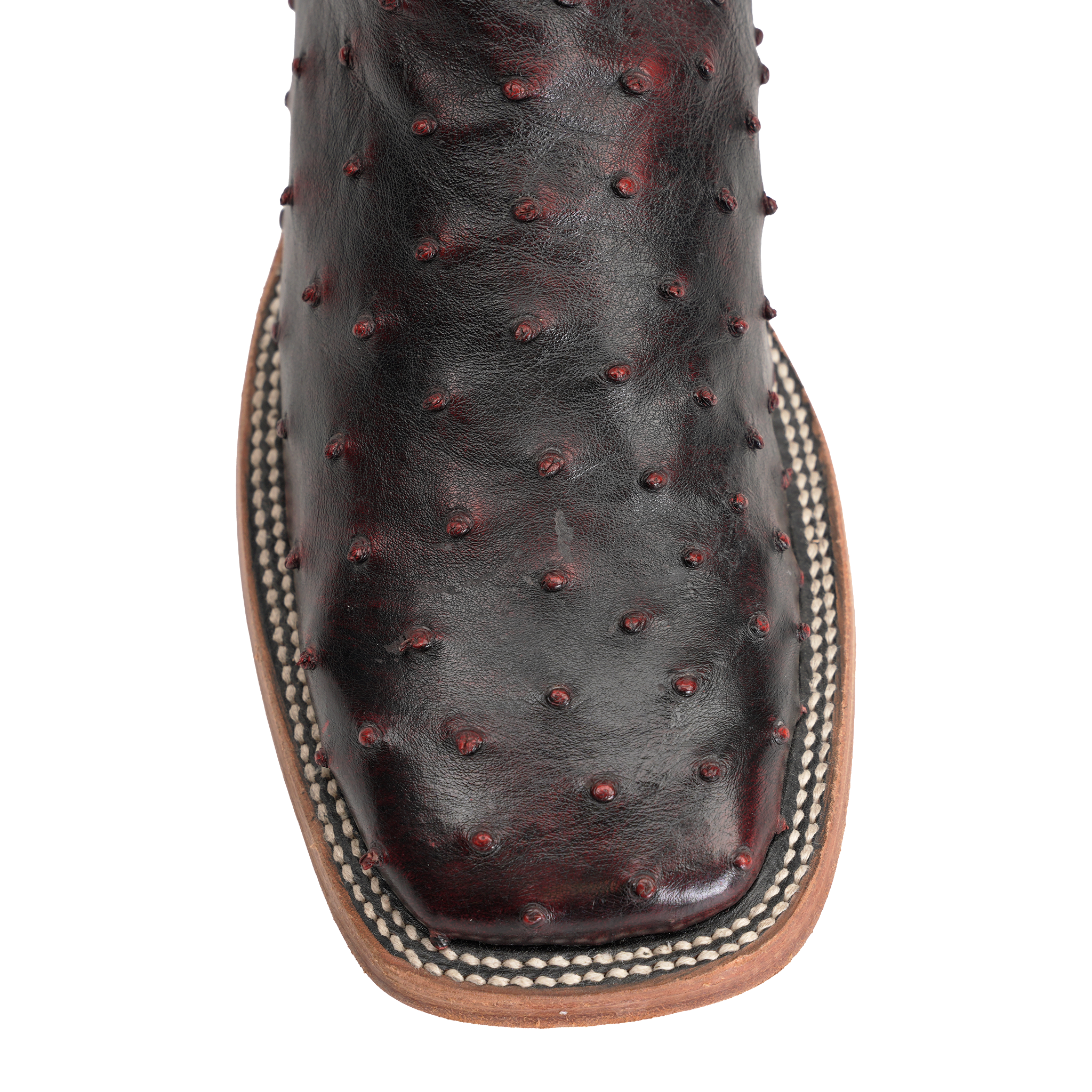 Austin Ostrich Boots - Black Cherry - Square Toe (AV20)