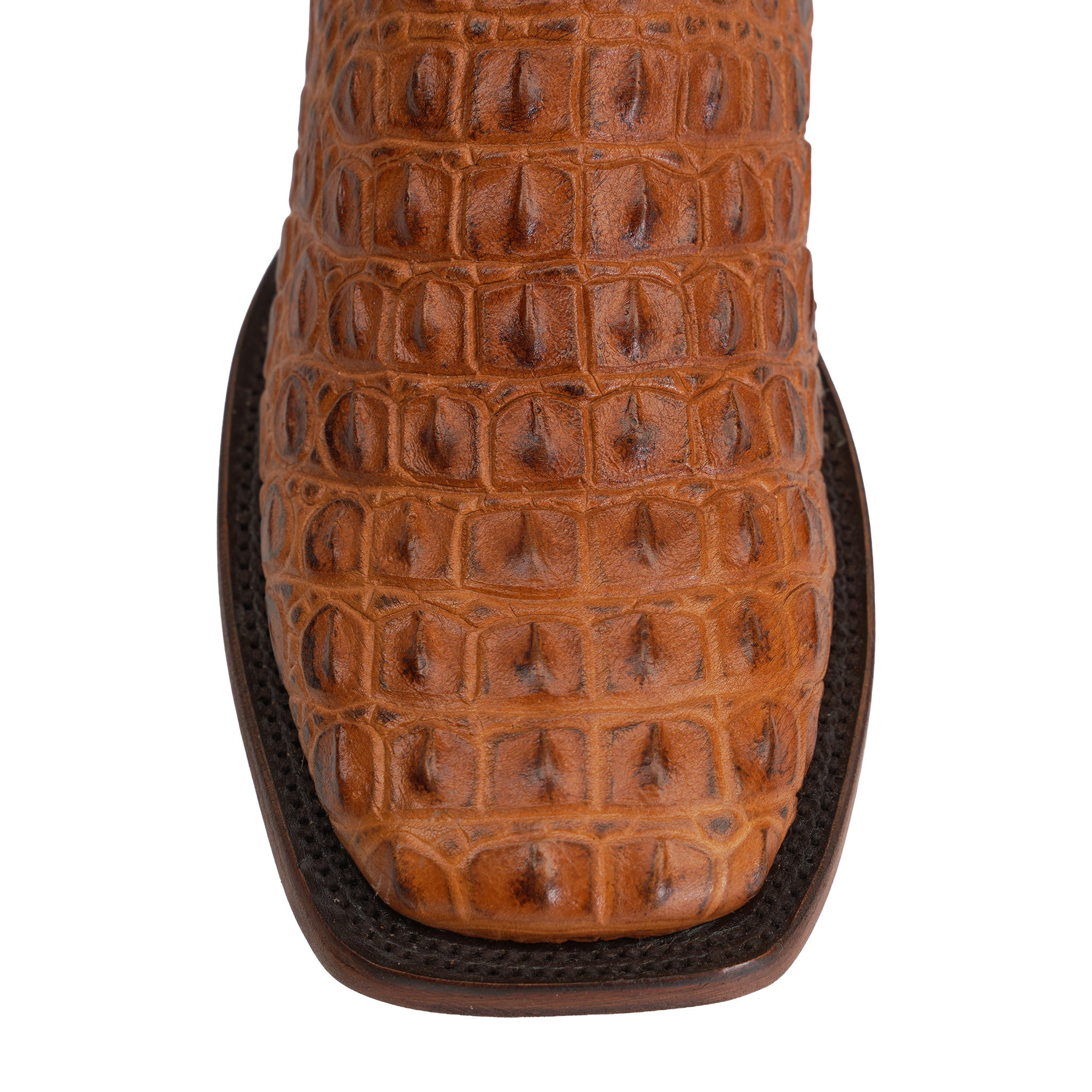 Alligator Hornback Brandy Boots - Embossed Leather - Square Toe (E930)