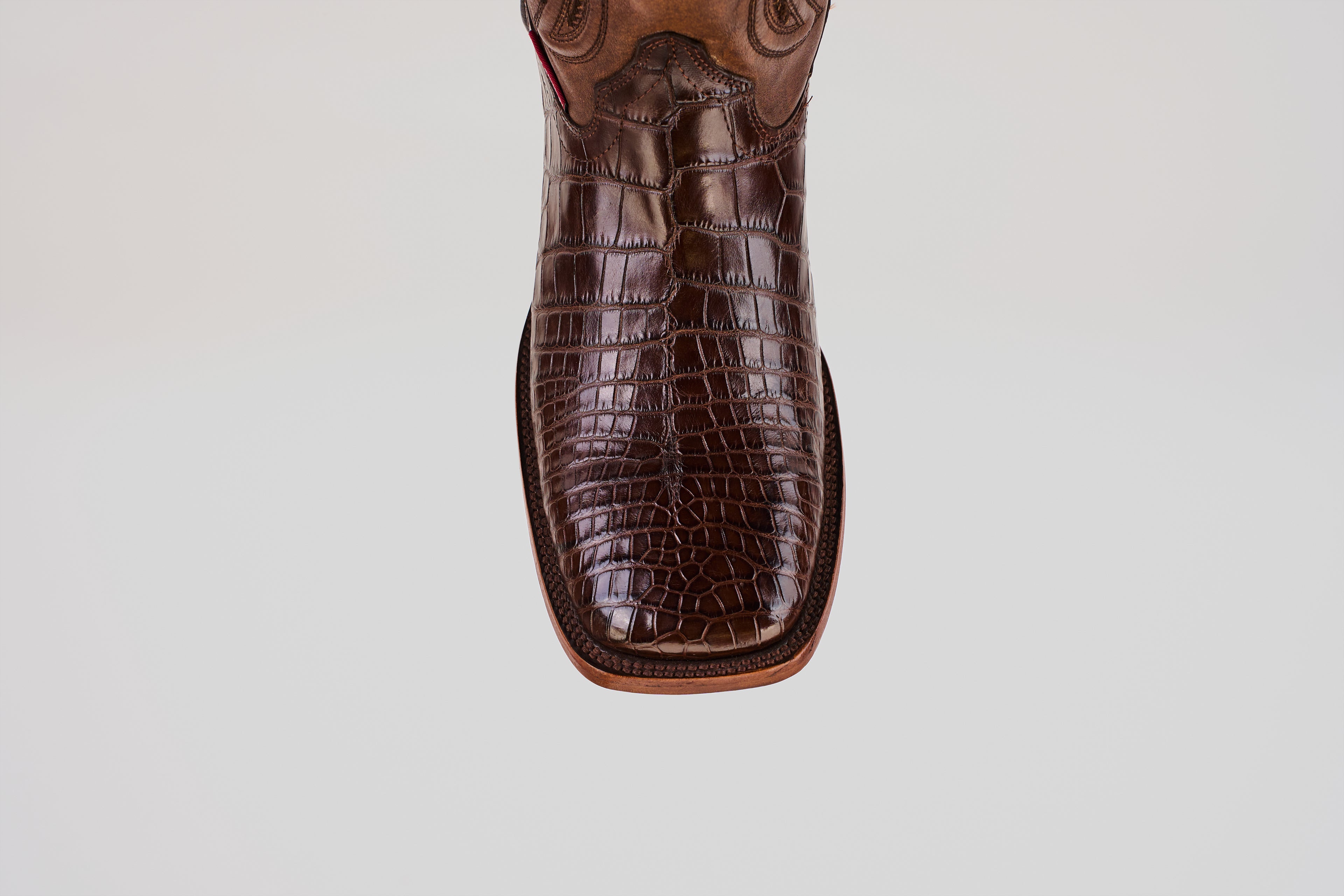 James Alligator Belly Boots - Brown - Square Toe (LG10)
