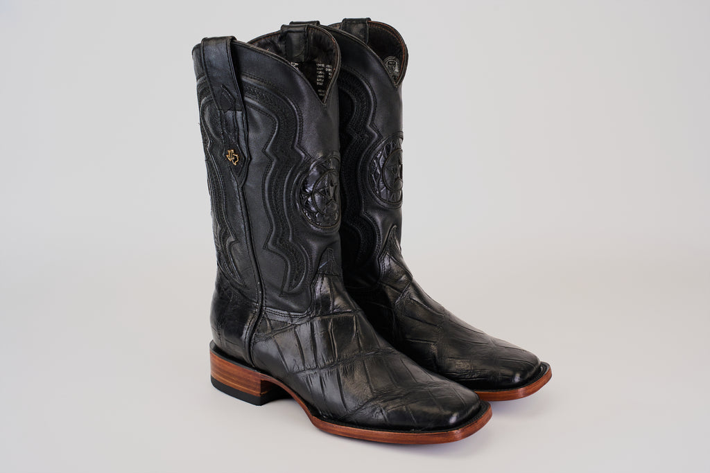 James Alligator Belly Boots - Black - Square Toe (LG10)