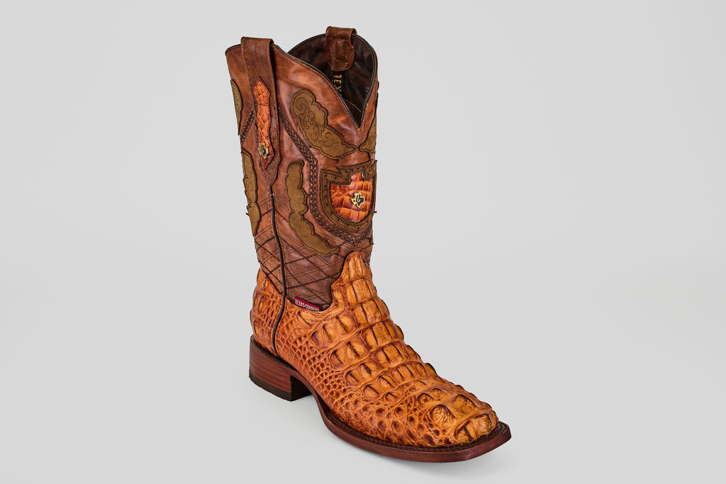 James Alligator Head Boots - Cognac - Square Toe (AP50)