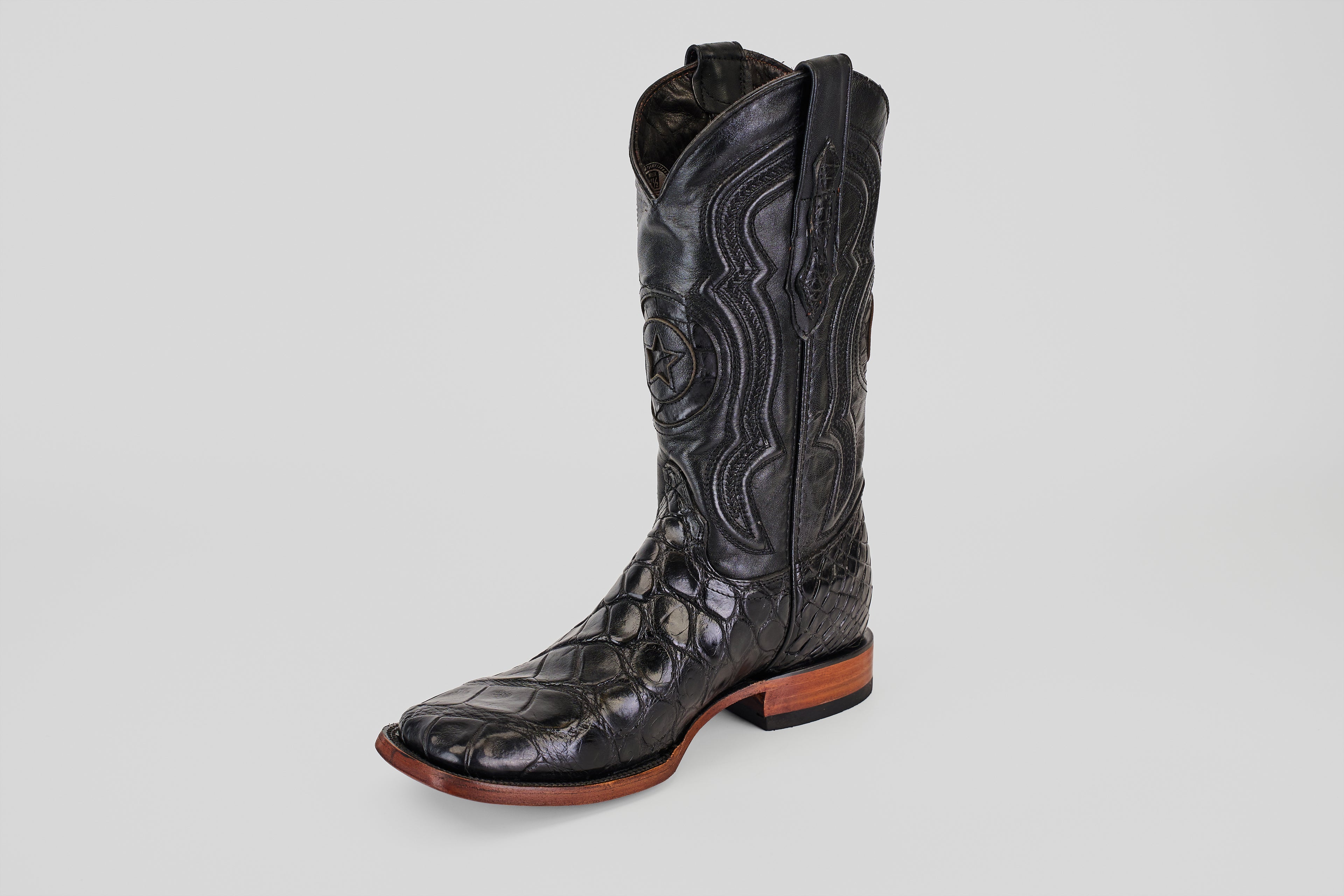 James Alligator Hornback Boots - Black - Square Toe (LG10)