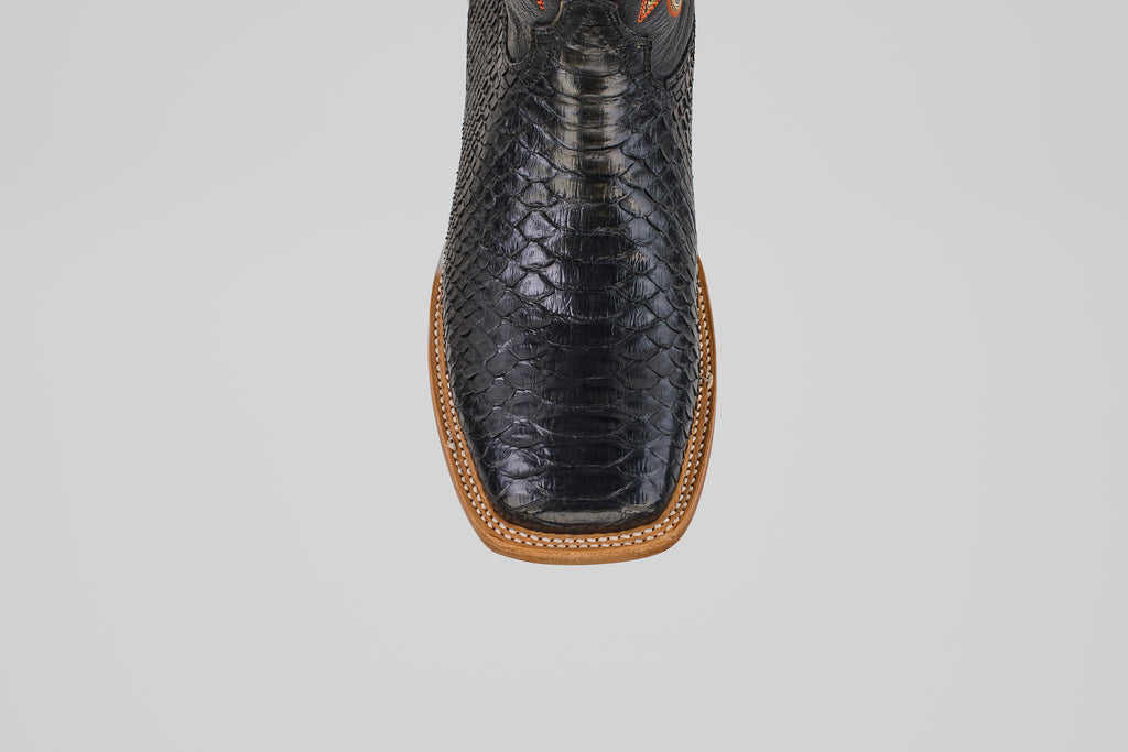 Braxton Python Boots - Black - Square Toe