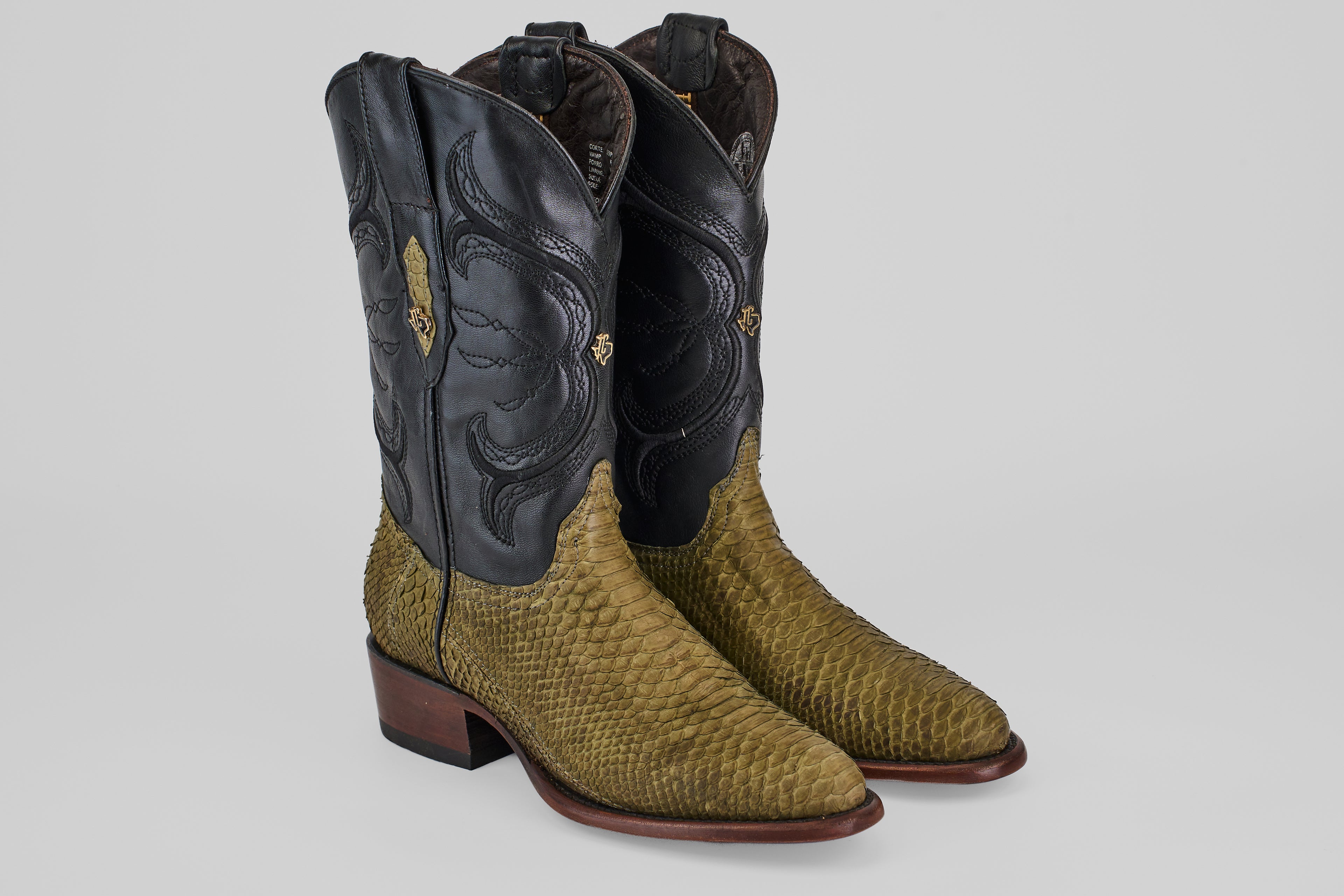 Tanner Python Boots - Jungle - Roper Toe (PN240)