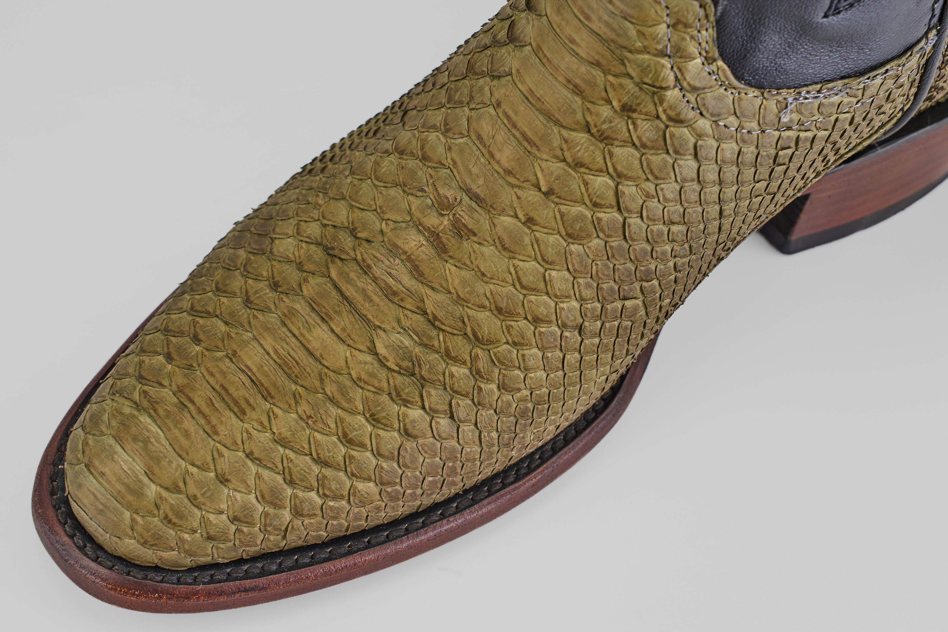 Tanner Python Boots - Jungle - Roper Toe (PN240)