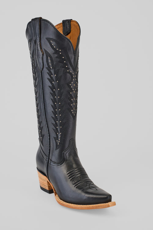 Alana Cleyton Black Tall Shaft Boots - Snip Toe (E836)