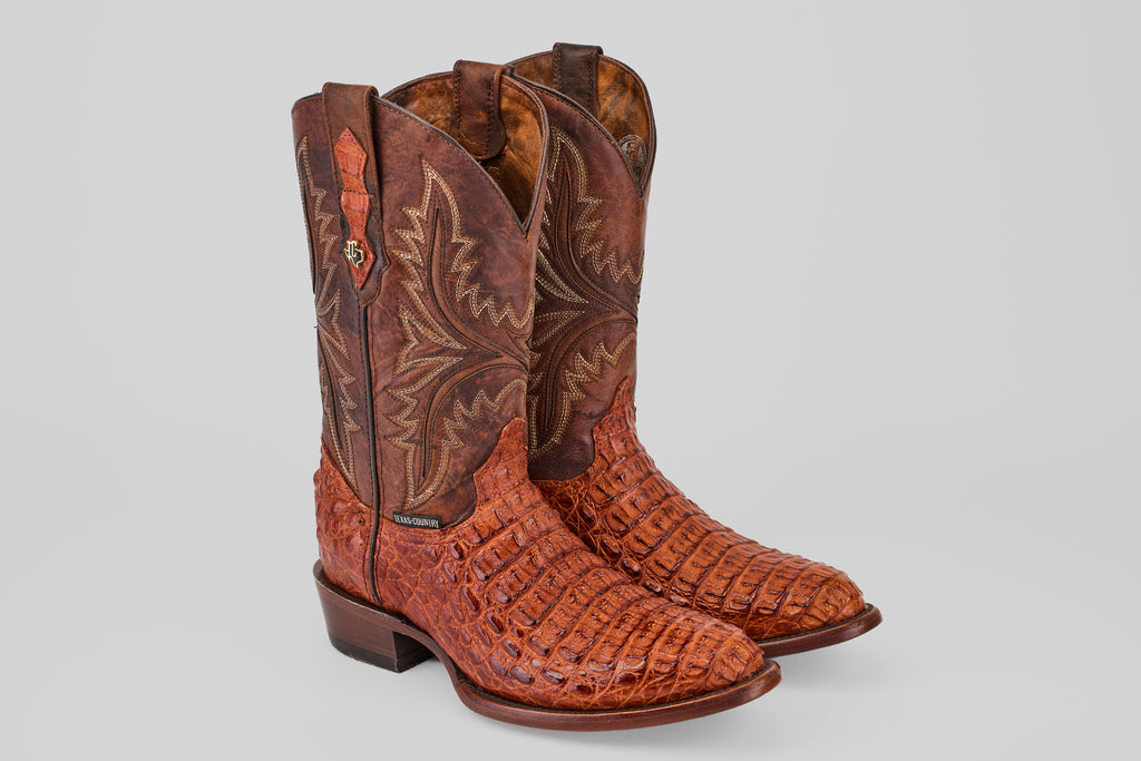 Rhodes Caiman Hornback Boots - Brandy - Round Toe (LM220)