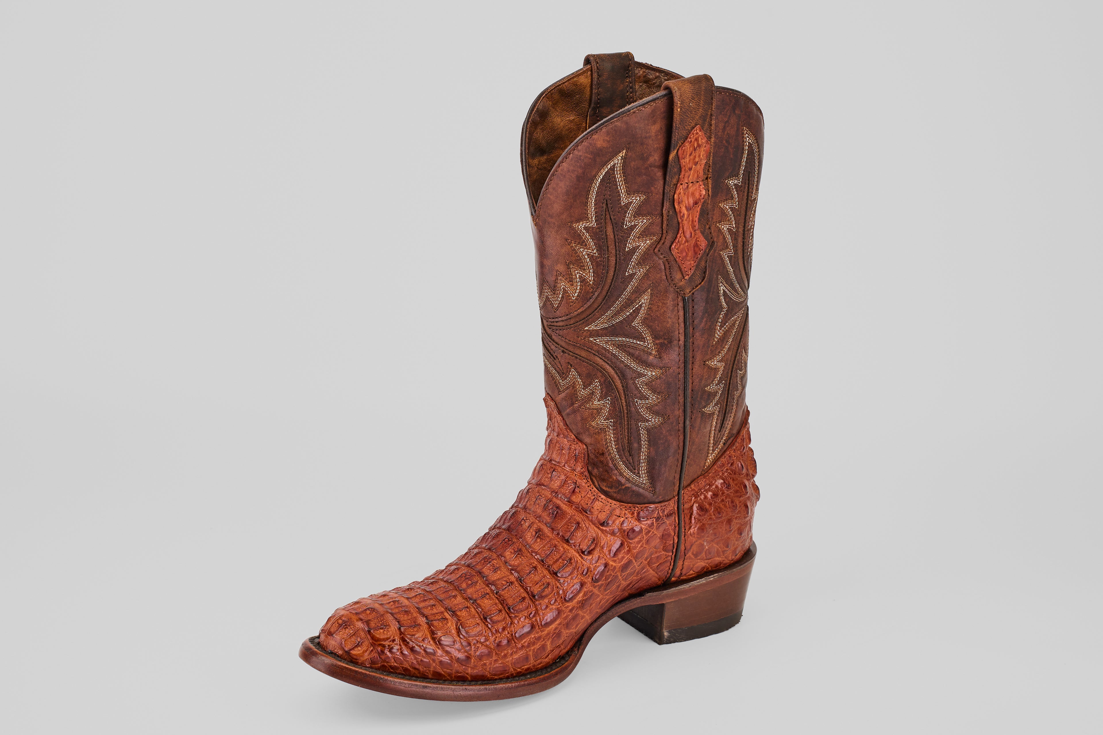 Rhodes Caiman Hornback Boots - Brandy - Round Toe (LM220)