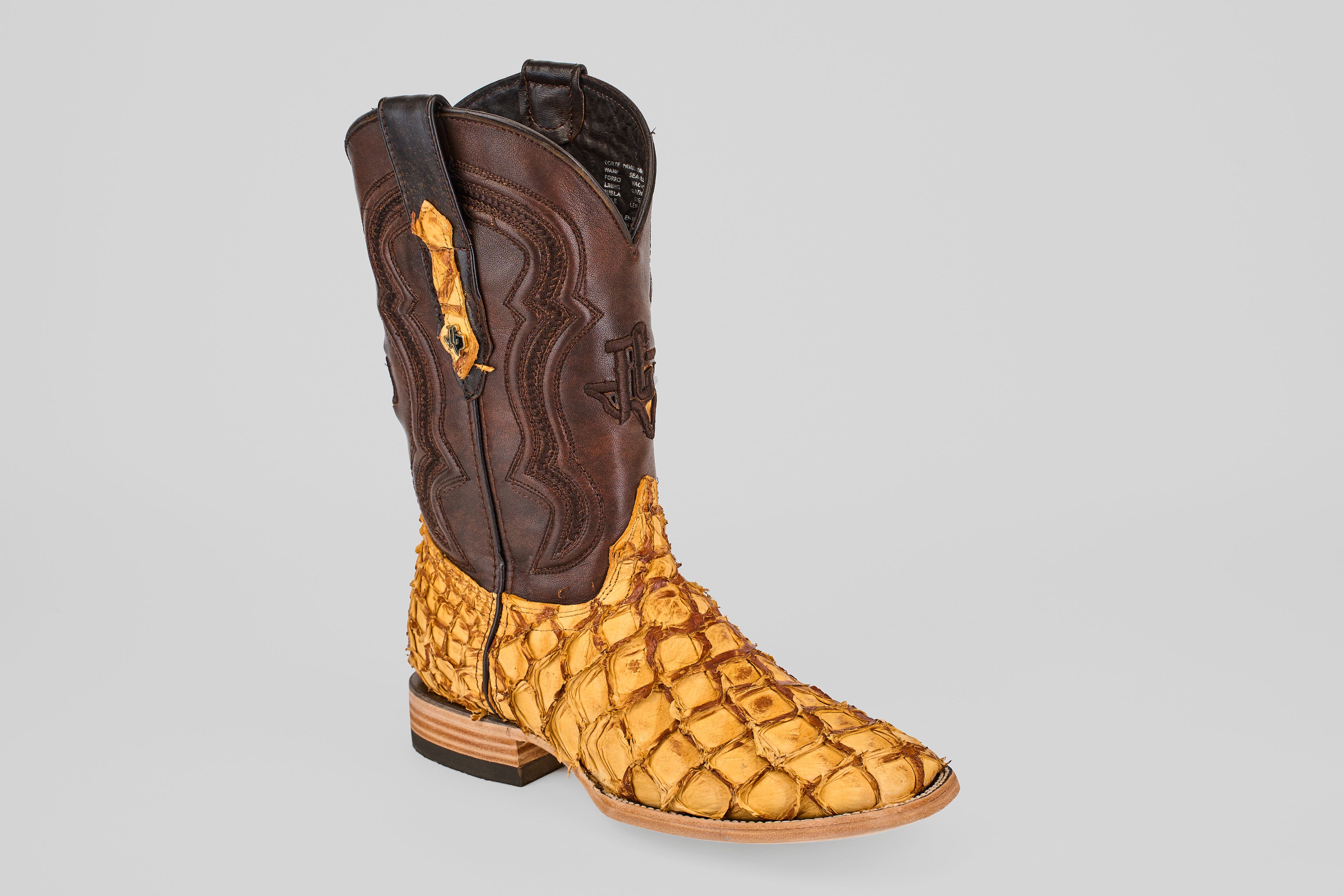 Connor Pirarucu Fish Boots - Canary - Square Toe (PZ60)