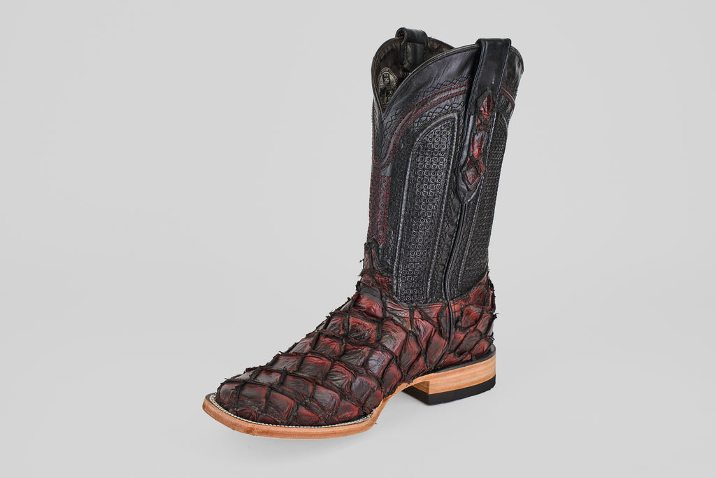 Connor Pirarucu Fish Boots - Red - Square Toe (PZ60)