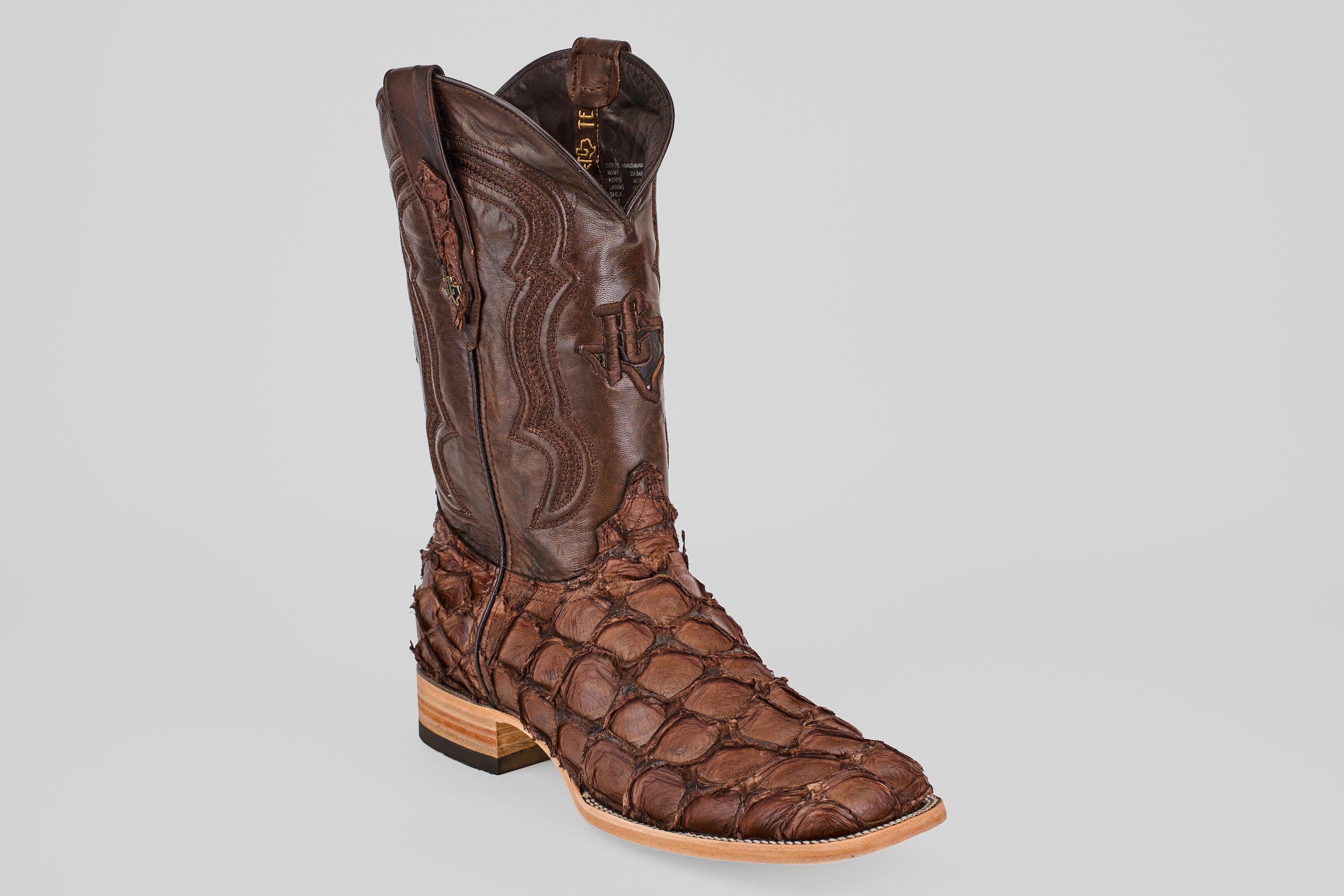 Connor Pirarucu Fish Boots- Brown - Square Toe (PZ60)