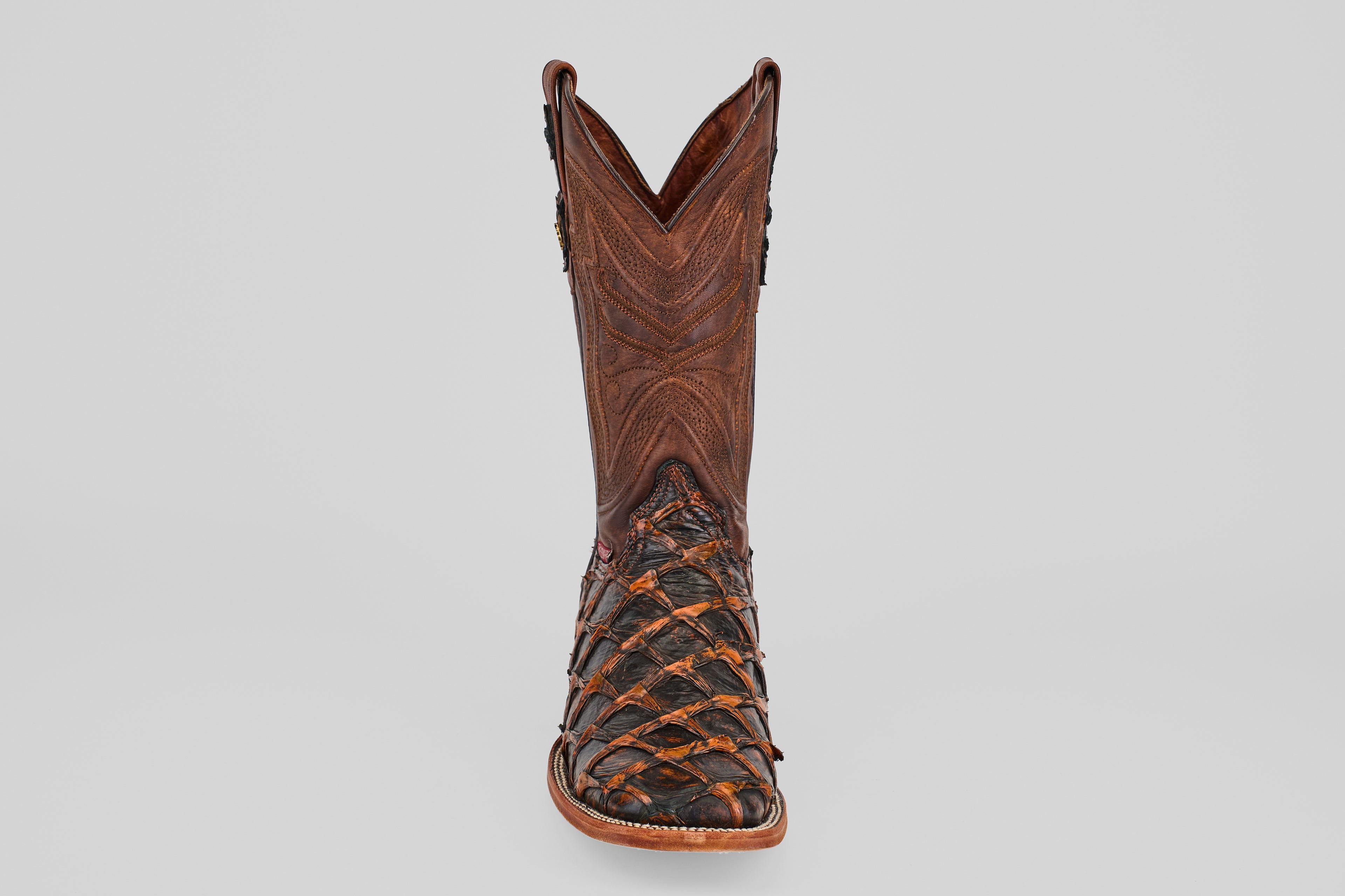 Connor Pirarucu Fish Boots - Rustic Cognac - Square Toe (PZ60)