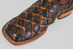 Connor Pirarucu Fish Boots - Rustic Cognac - Square Toe (PZ60)