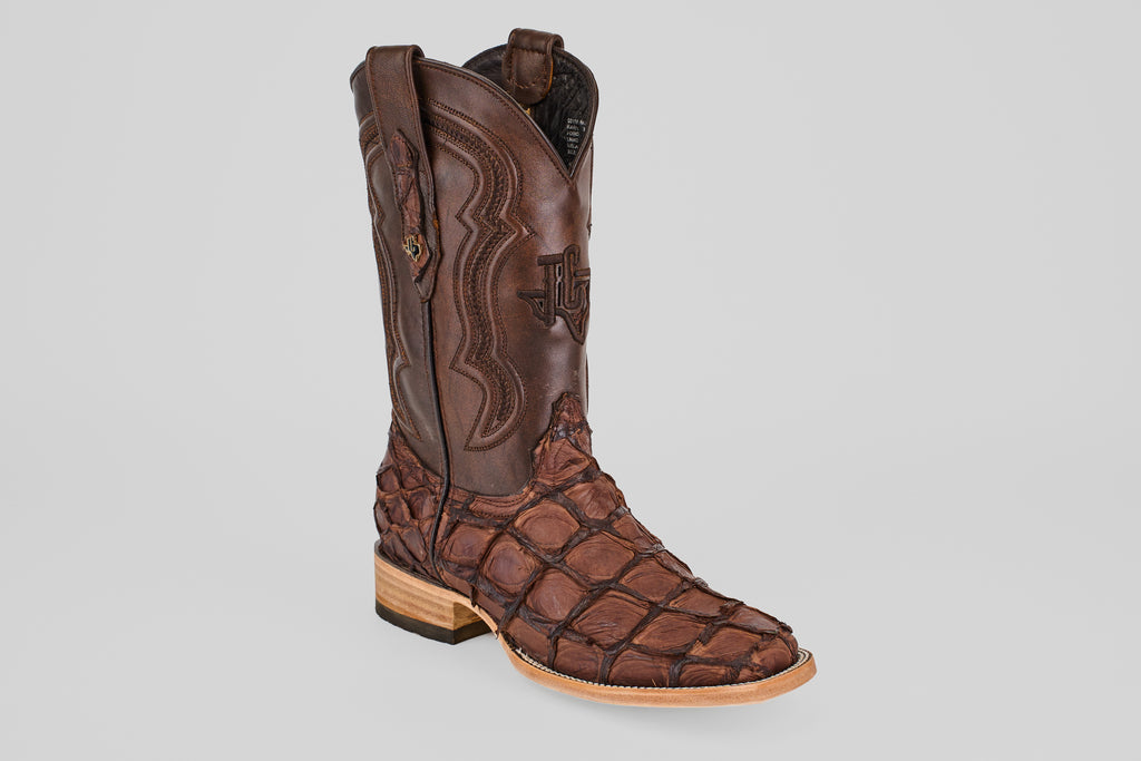 Connor Pirarucu Fish Boots - Matte Brown - Square Toe (PZ60)