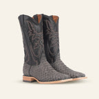Jumbo Python Boots - Gray Embossed Leather - Square Toe (E943)