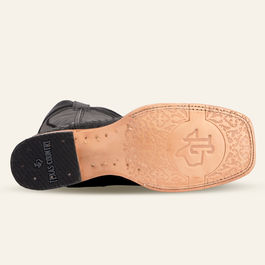 Python Black - Embossed Leather - Square Toe (E913)