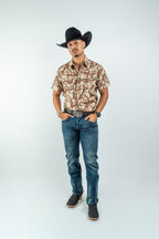 Texas Country - Brown Camo Pearl Snap Short Sleeve Shirt (RT101S/T #1152)