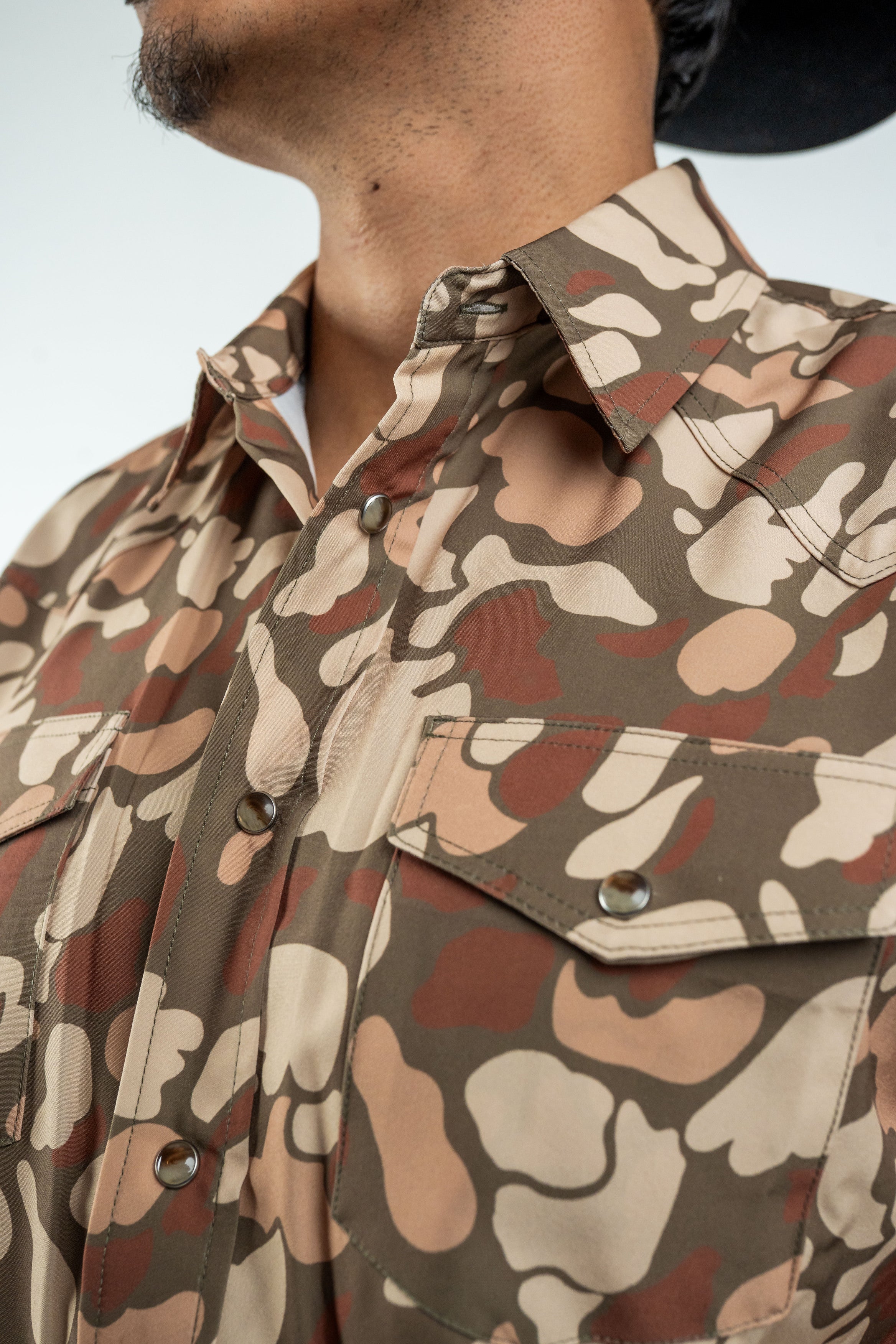 Texas Country - Brown Camo Pearl Snap Short Sleeve Shirt (RT101S/T #1152)