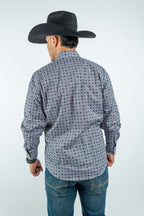 Texas Country - Gray Geometric Print Pearl Snap Long Sleeve Shirt (PS100L/T #1076)