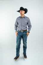 Texas Country - Gray Geometric Print Pearl Snap Long Sleeve Shirt (PS100L/T #1076)