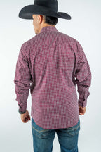 Texas Country - Burgundy Diamond Print Peal Snap Long Sleeve Shirt (PS100L/T #159)