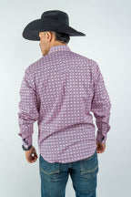 Texas Country - Pink Geometric Print Pearl Snap Long Sleeve Shirt (PS100L/T #123)