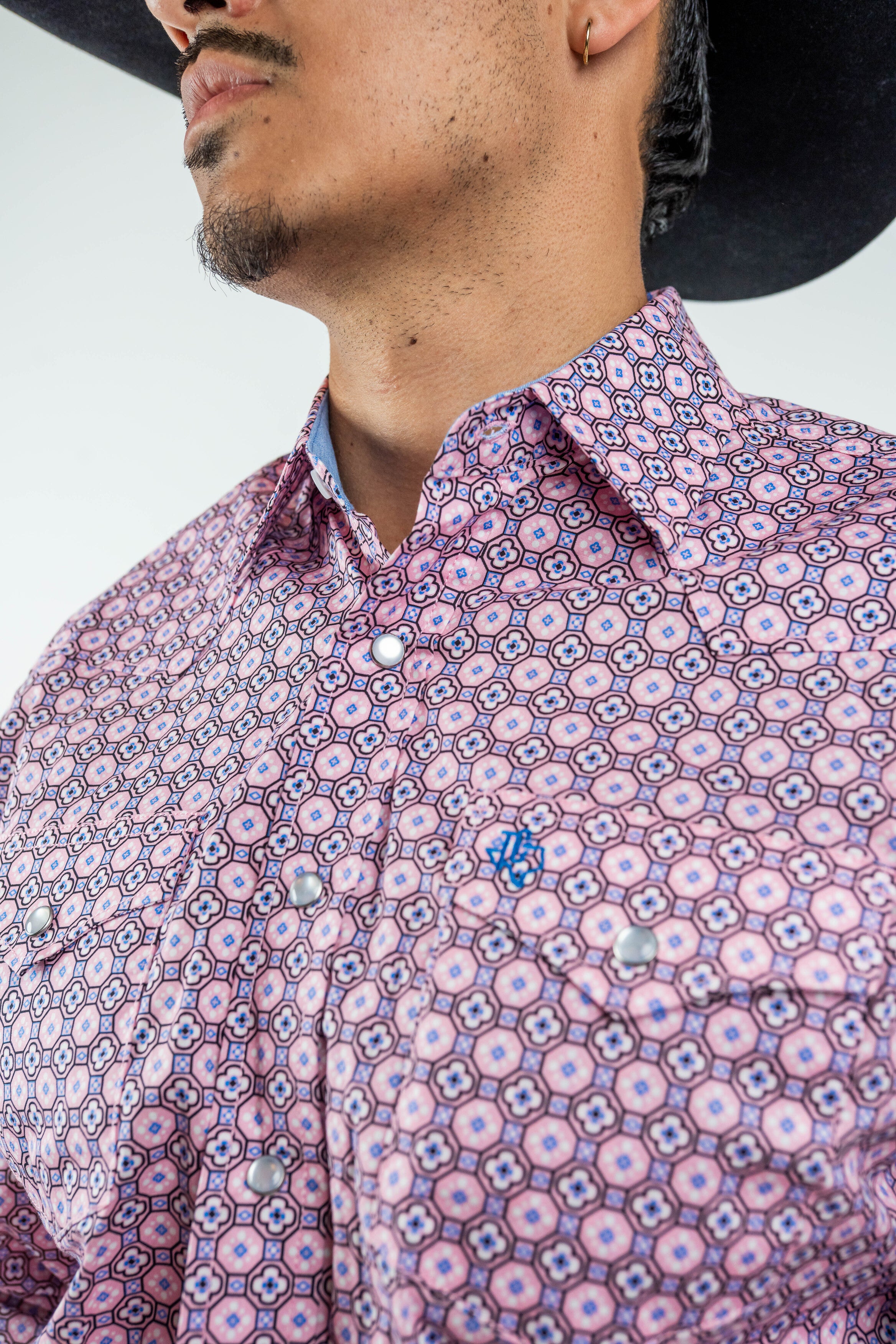 Texas Country - Pink Geometric Print Pearl Snap Long Sleeve Shirt (PS100L/T #123)