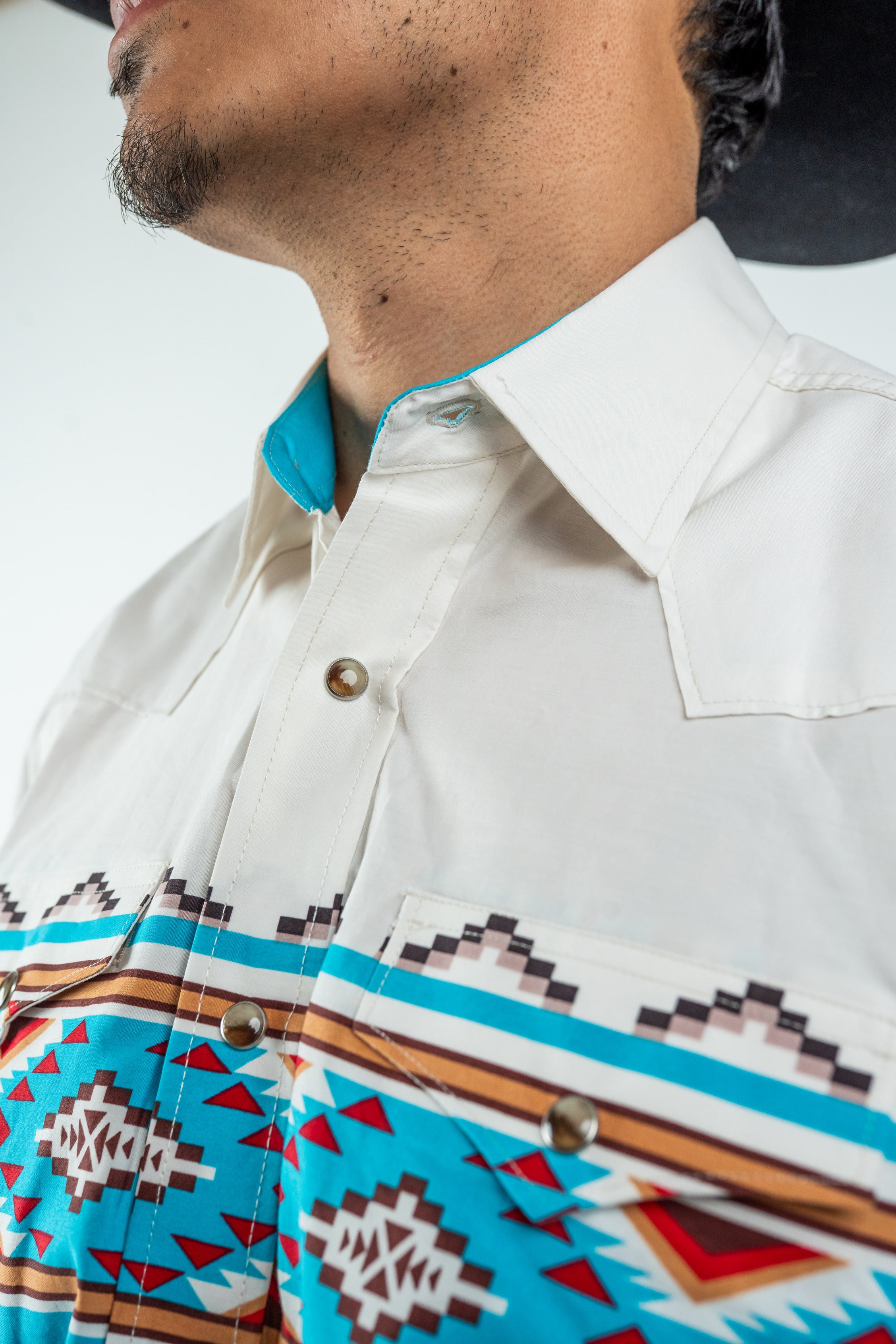 Texas Country - Turquoise Southwestern Pearl Snap Long Sleeve Shirt (MOD1090)